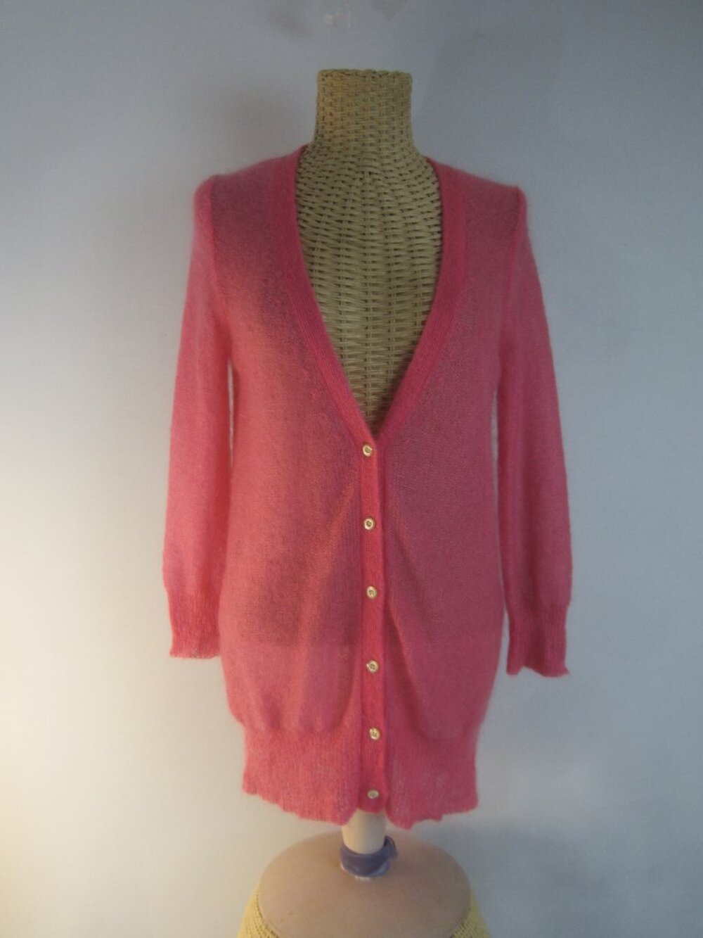 J Crew Women Small Light Pink 67% Mohair Wool Blend Boyfriend Cardigan Sweater S